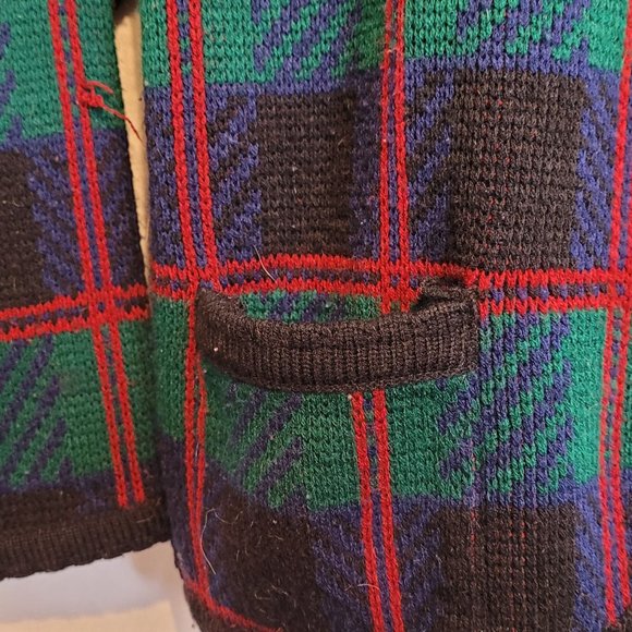 Vintage Cardigan Button Up Tartan Plaid Tally Ho Size Med Large No Size Tag - Picture 5 of 7